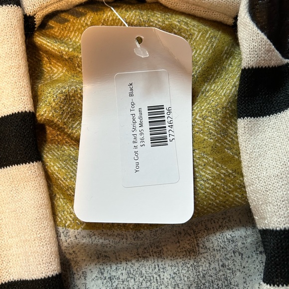 Black/white striped long sleeve with elbow patches - size medium - new with tags - Picture 5 of 5